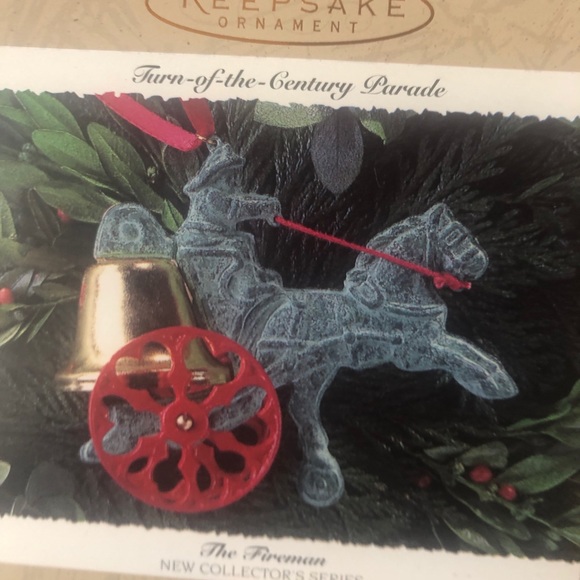 Hallmark Turn of Century die cast toy brass bell ornaments Uncle Sam and Fireman - Picture 5 of 10